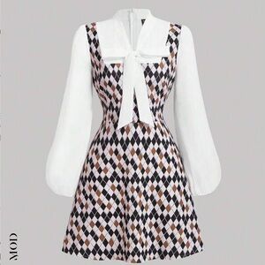 Vintage style plaid patchwork dress